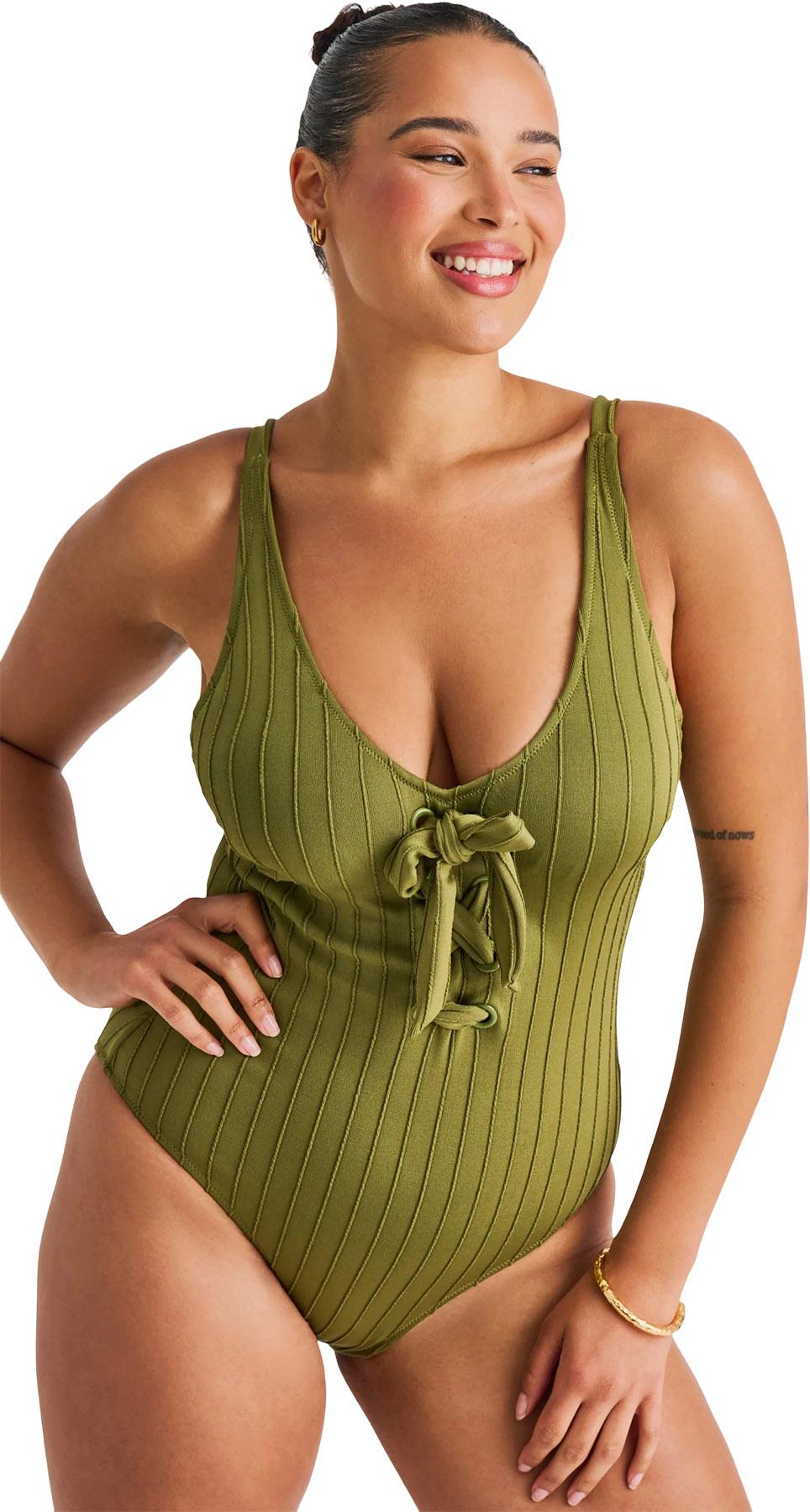 Numéro de l'image de la galerie de produits 4 pour le produit Maillot de bain une pièce à lacets en côtes espacées - Femme