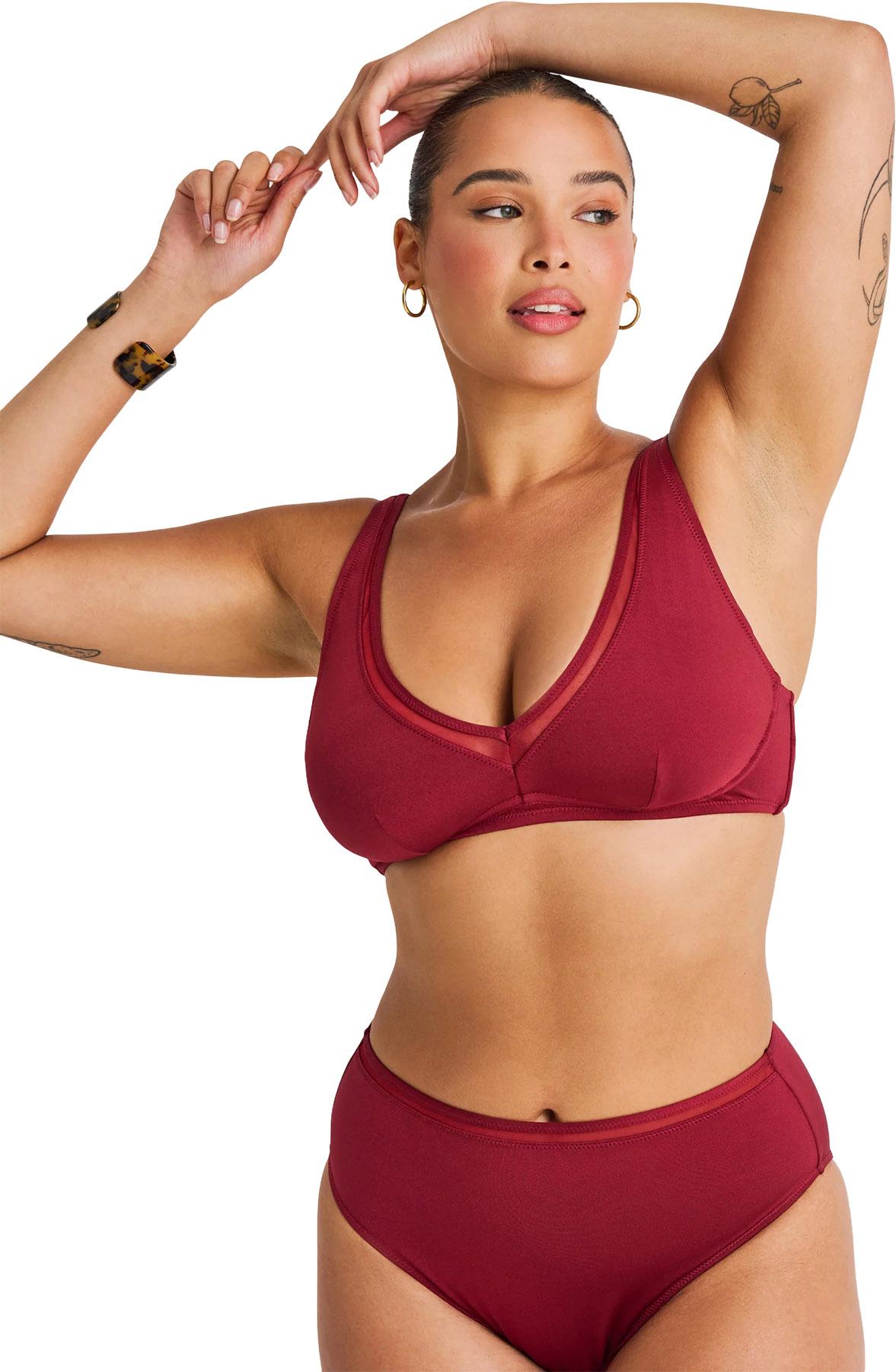 Product gallery image number 4 for product Deep V Mesh Insert Crop Bikini Top - Women's