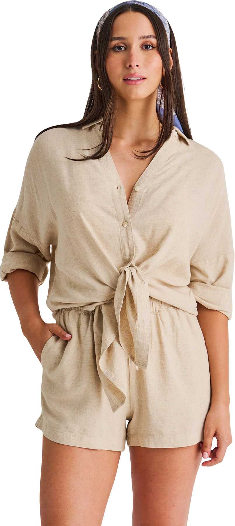 Product image for Linen-Blend Cover-Up Tunic Shirt - Women's