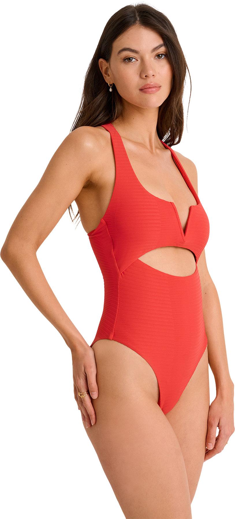 Product gallery image number 2 for product Textured Racerback Extra High-Leg One-Piece Swimsuit - Women's