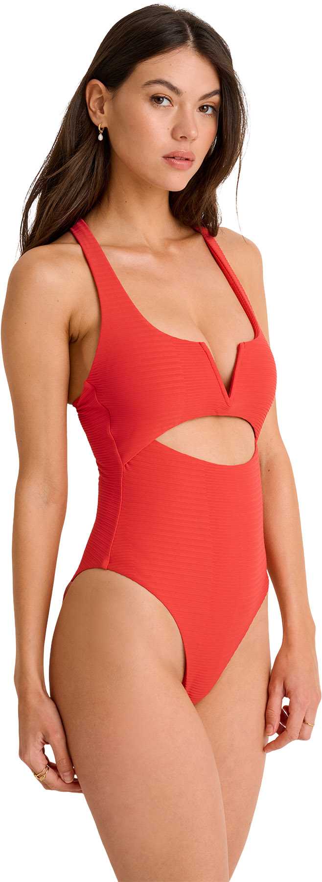 Product image for Textured Racerback Extra High-Leg One-Piece Swimsuit - Women's