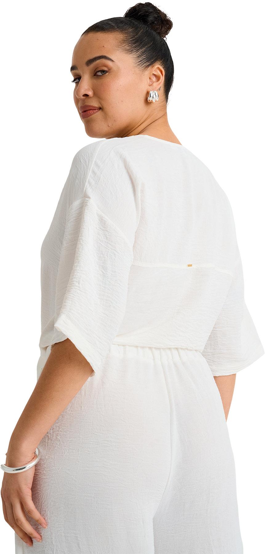 Product gallery image number 4 for product Front Tie Short Sleeve Cover-Up Blouse - Women's 