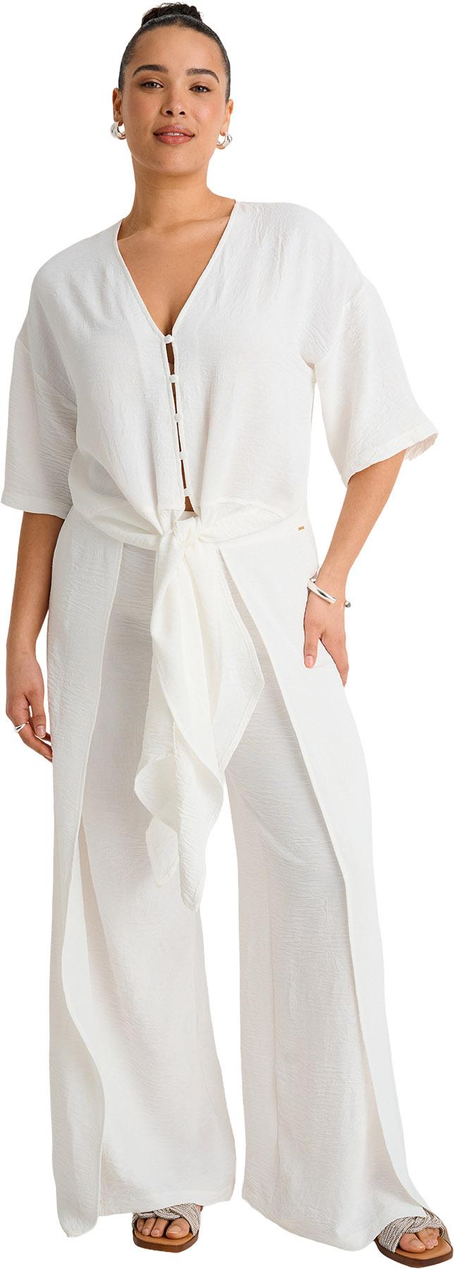 Product gallery image number 1 for product Front Tie Short Sleeve Cover-Up Blouse - Women's 