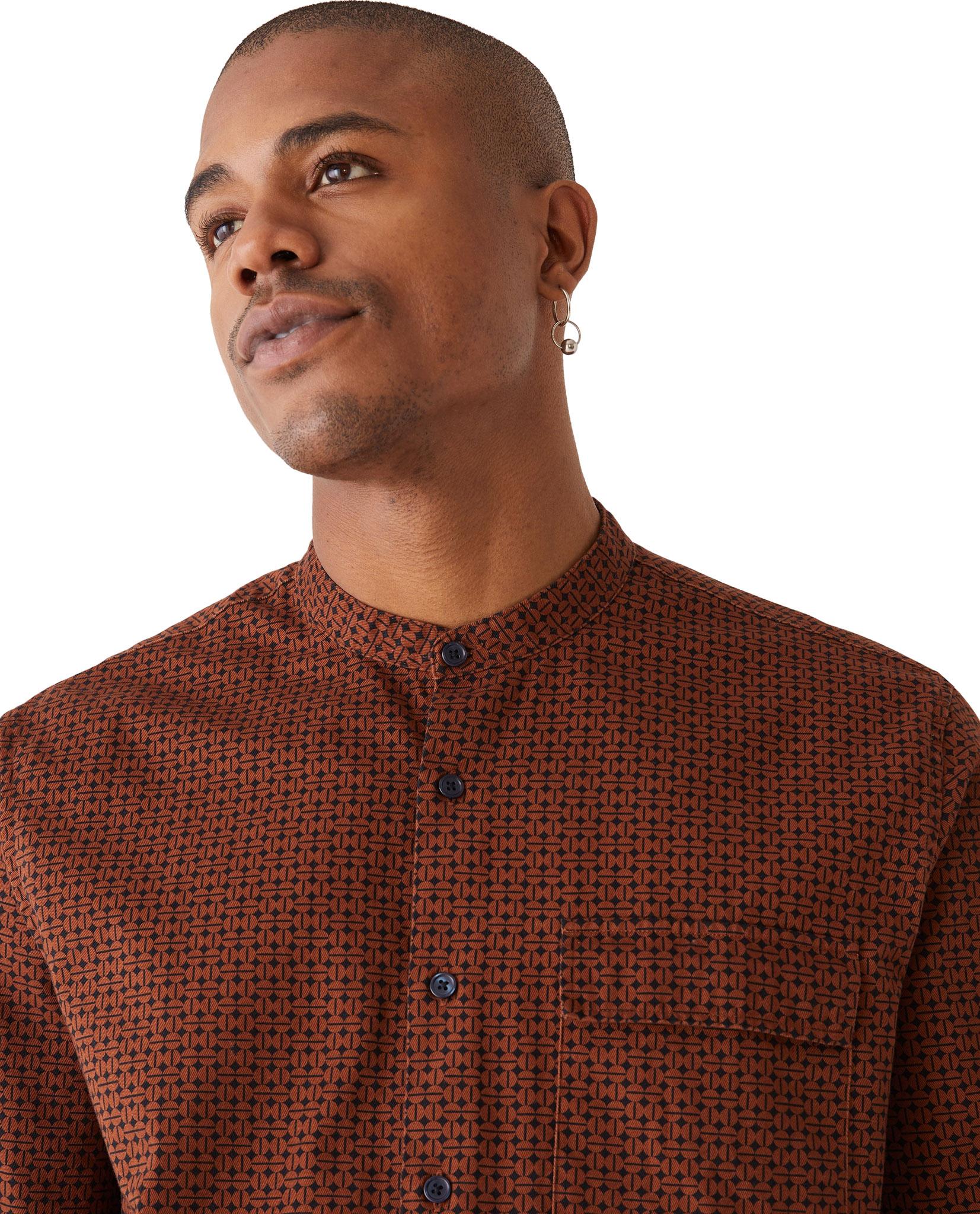 Product gallery image number 2 for product Printed Band Collar Shirt - Men's