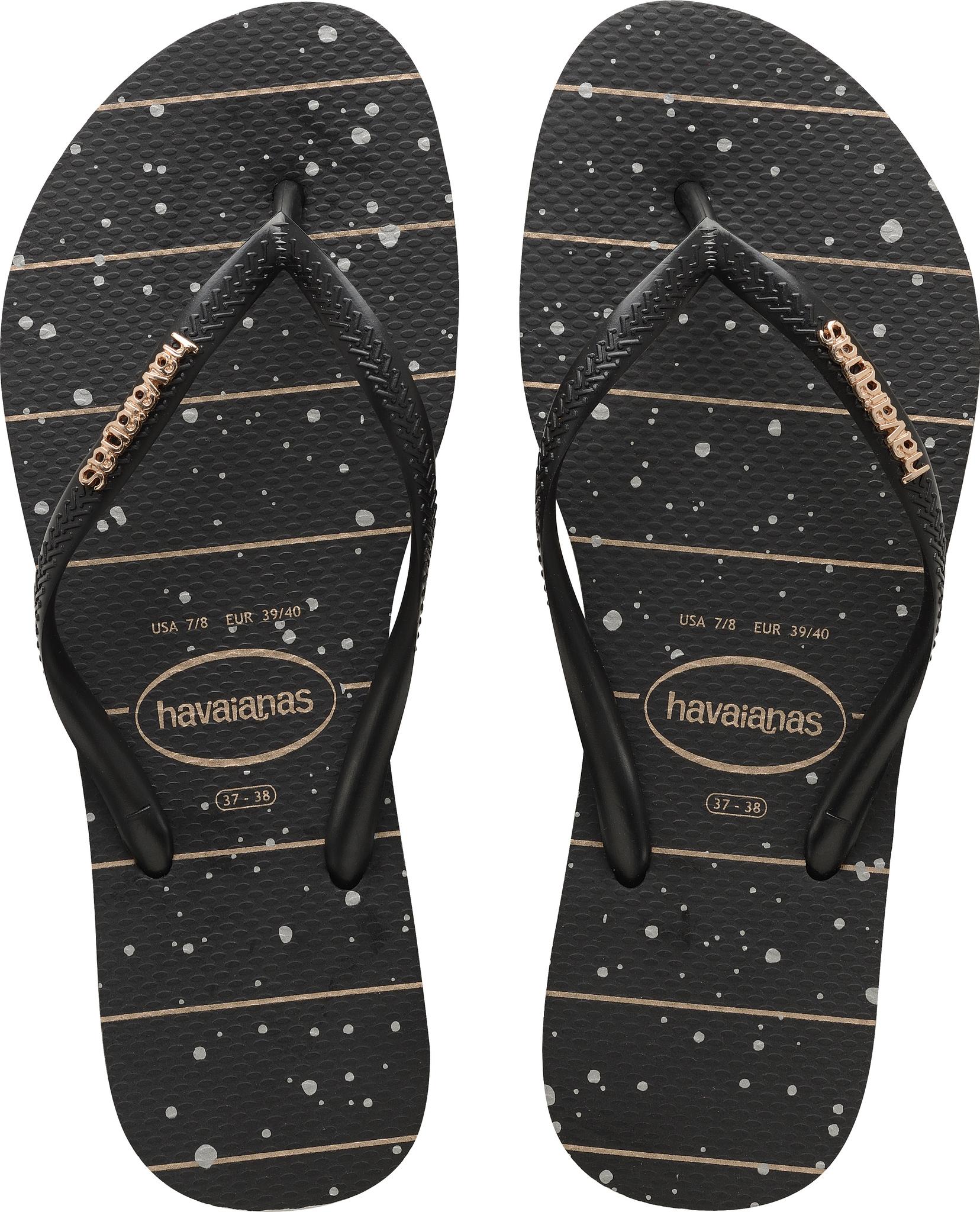 Product gallery image number 1 for product Slim Logo Metallic Print Flip Flops - Women's