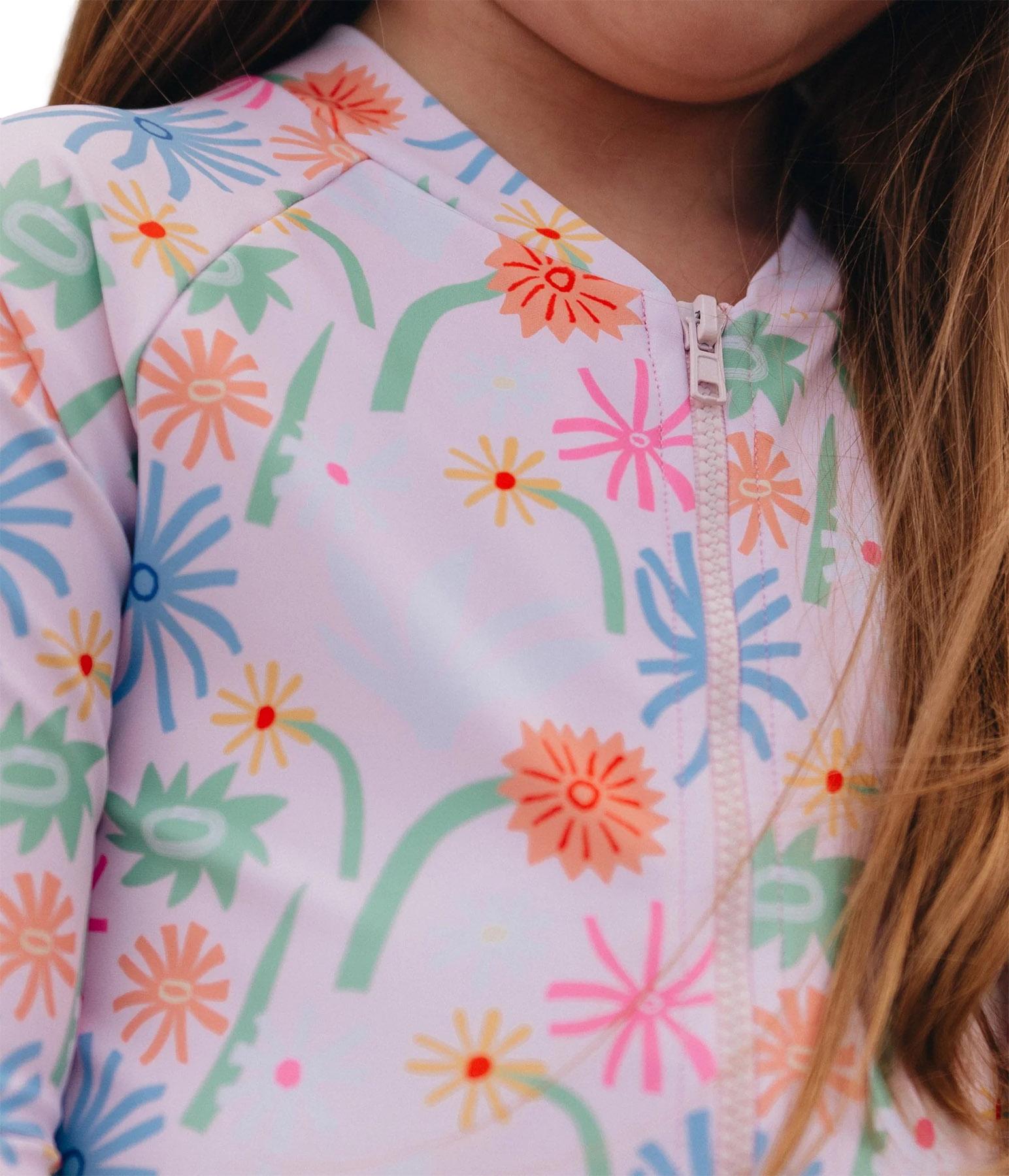 Product gallery image number 3 for product Garden Groove Long Sleeve One Piece Swimsuit - Girls