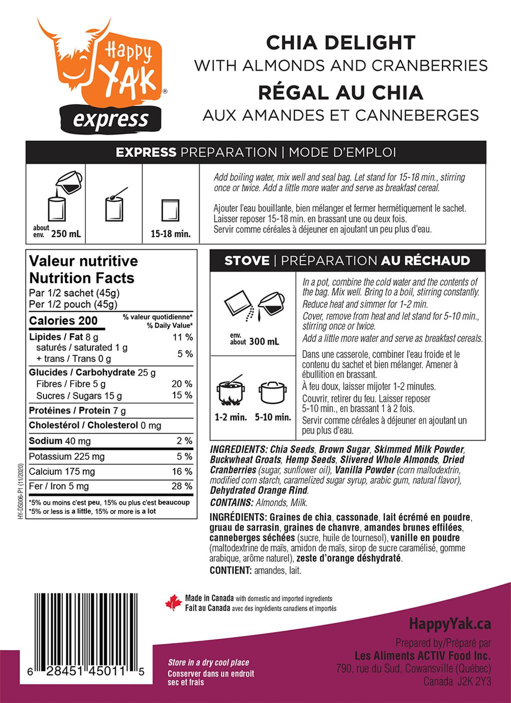 Product gallery image number 4 for product Chia delight with almonds and cranberries