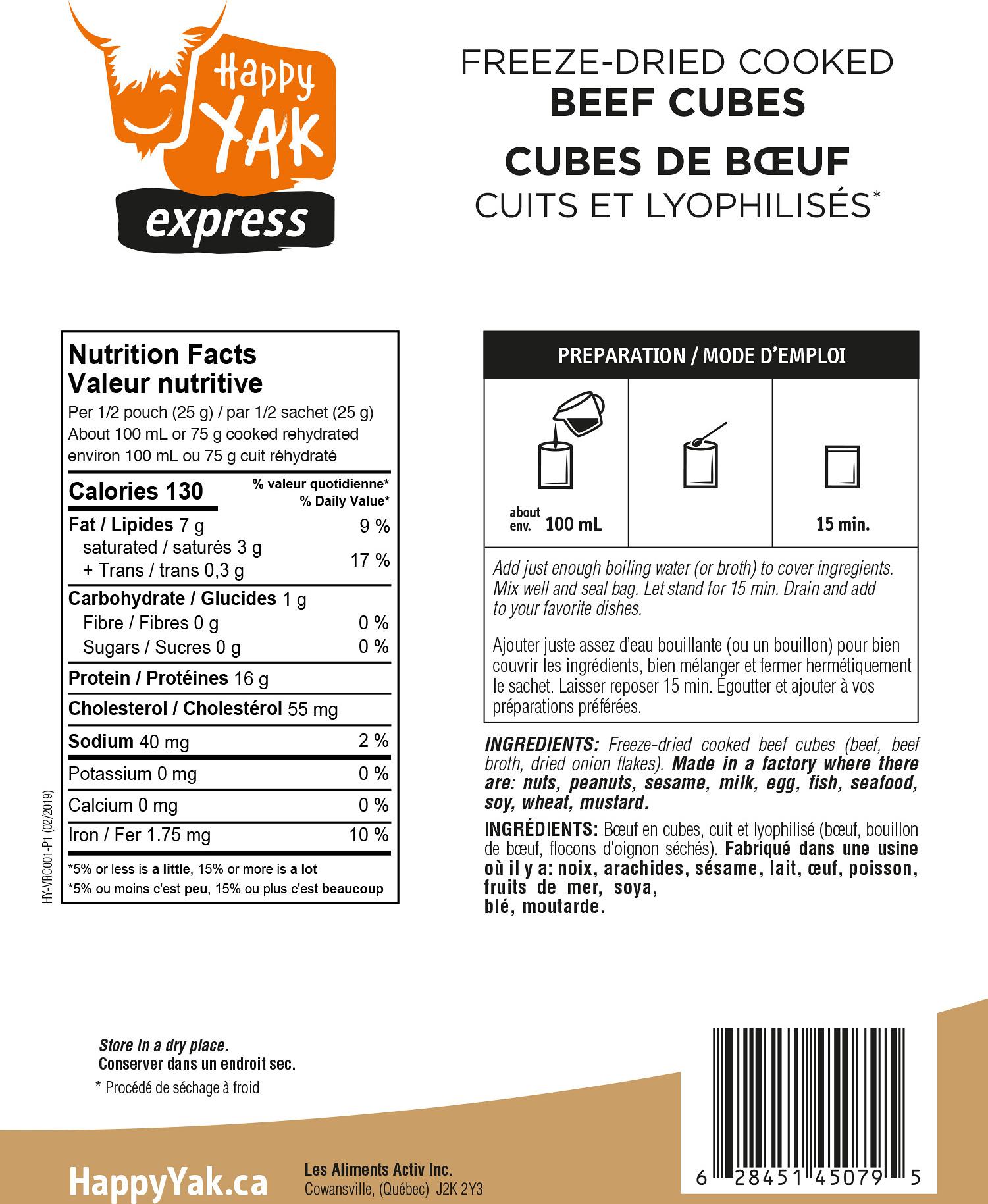 Product gallery image number 3 for product Freeze Dried Cooked Beef Cubes 50g