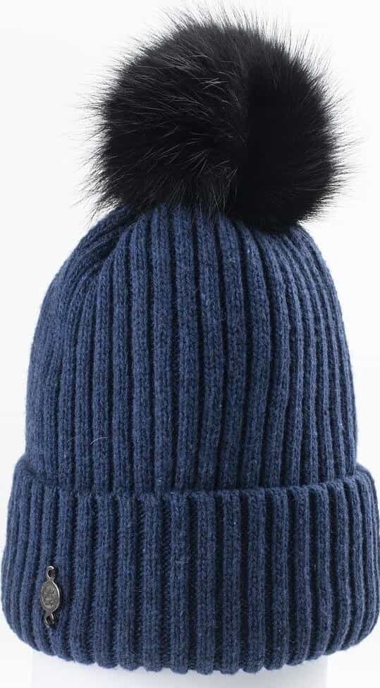 Image de produit pour Bonnet classique avec pompon en fourrure recyclée - Femme