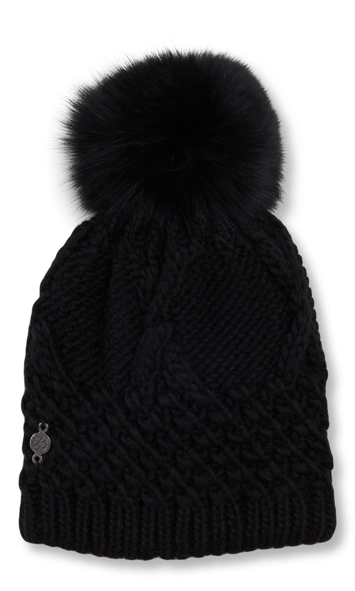 Product gallery image number 1 for product Chunky Torsade Beanie with Upcycled Fur Pom