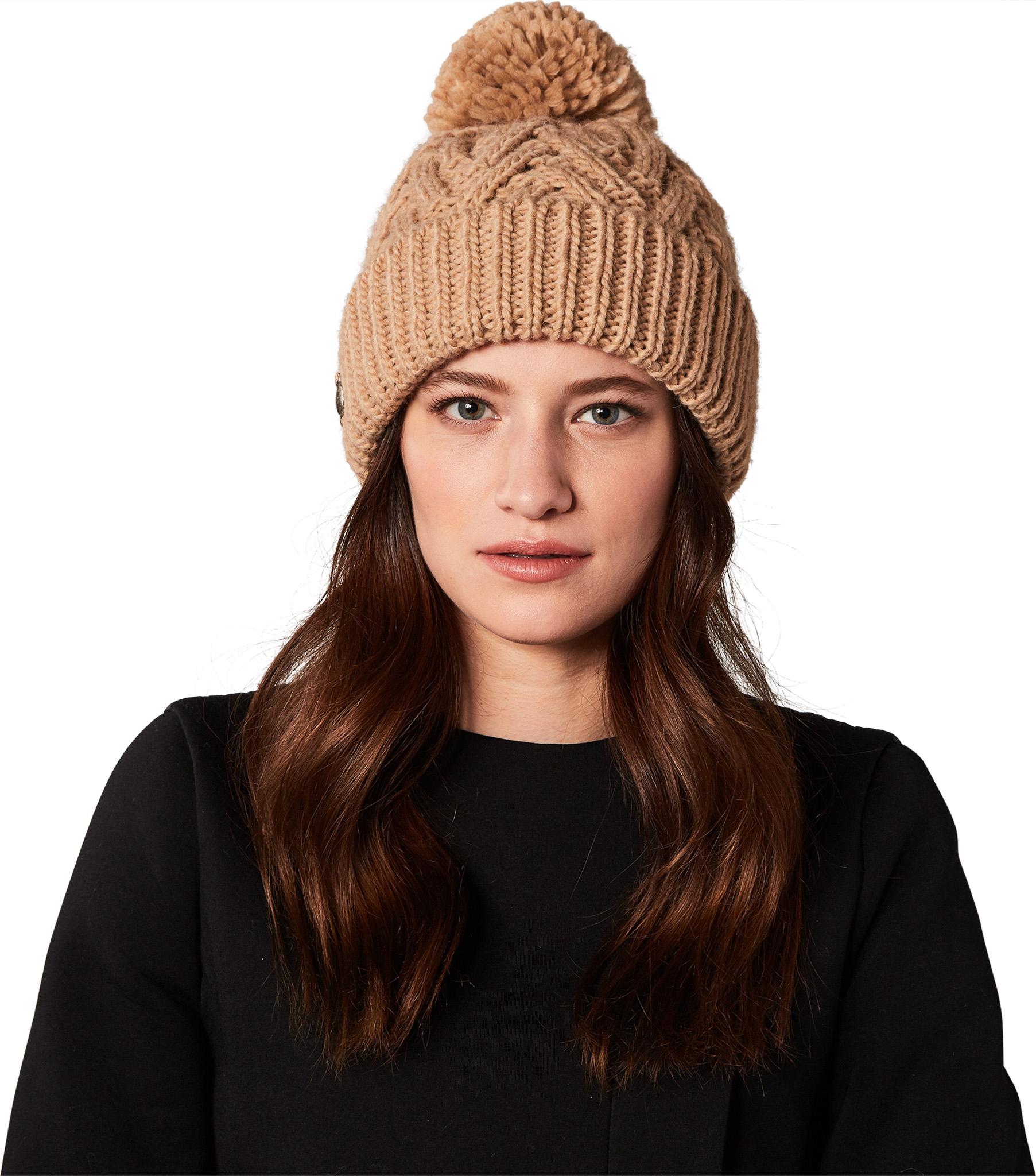 Numéro de l'image de la galerie de produits 2 pour le produit Tuque à grosses mailles en chevron avec pompon en laine - Femme