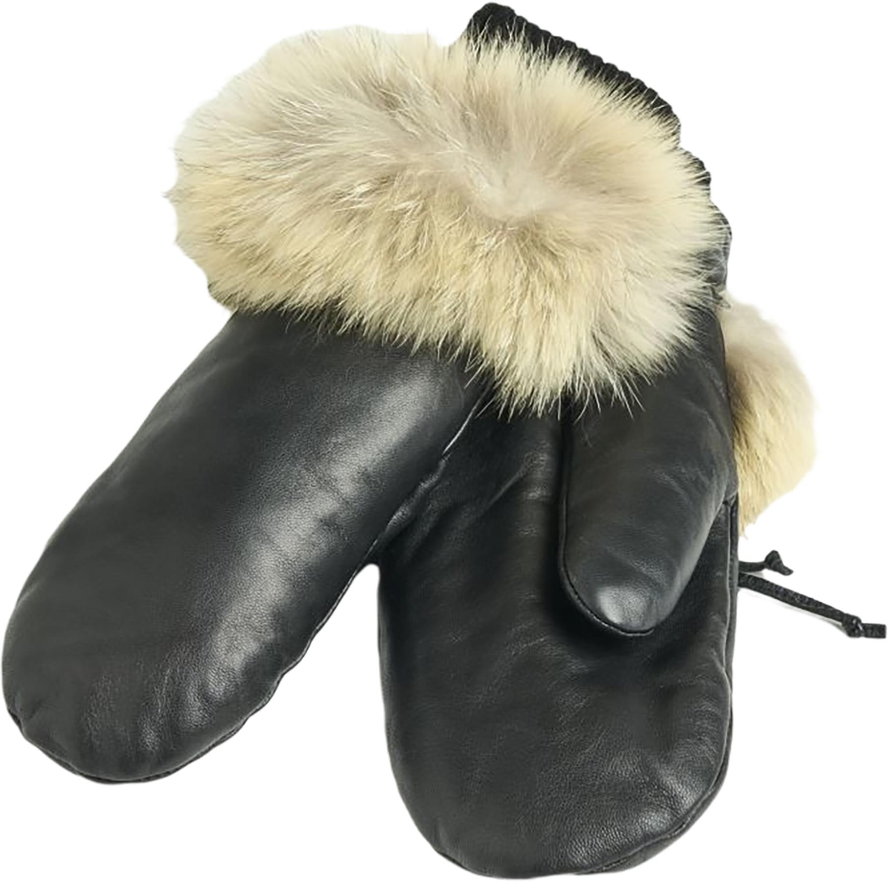 Product gallery image number 1 for product Leather Mittens with Upcycled Fur Trim - Women's