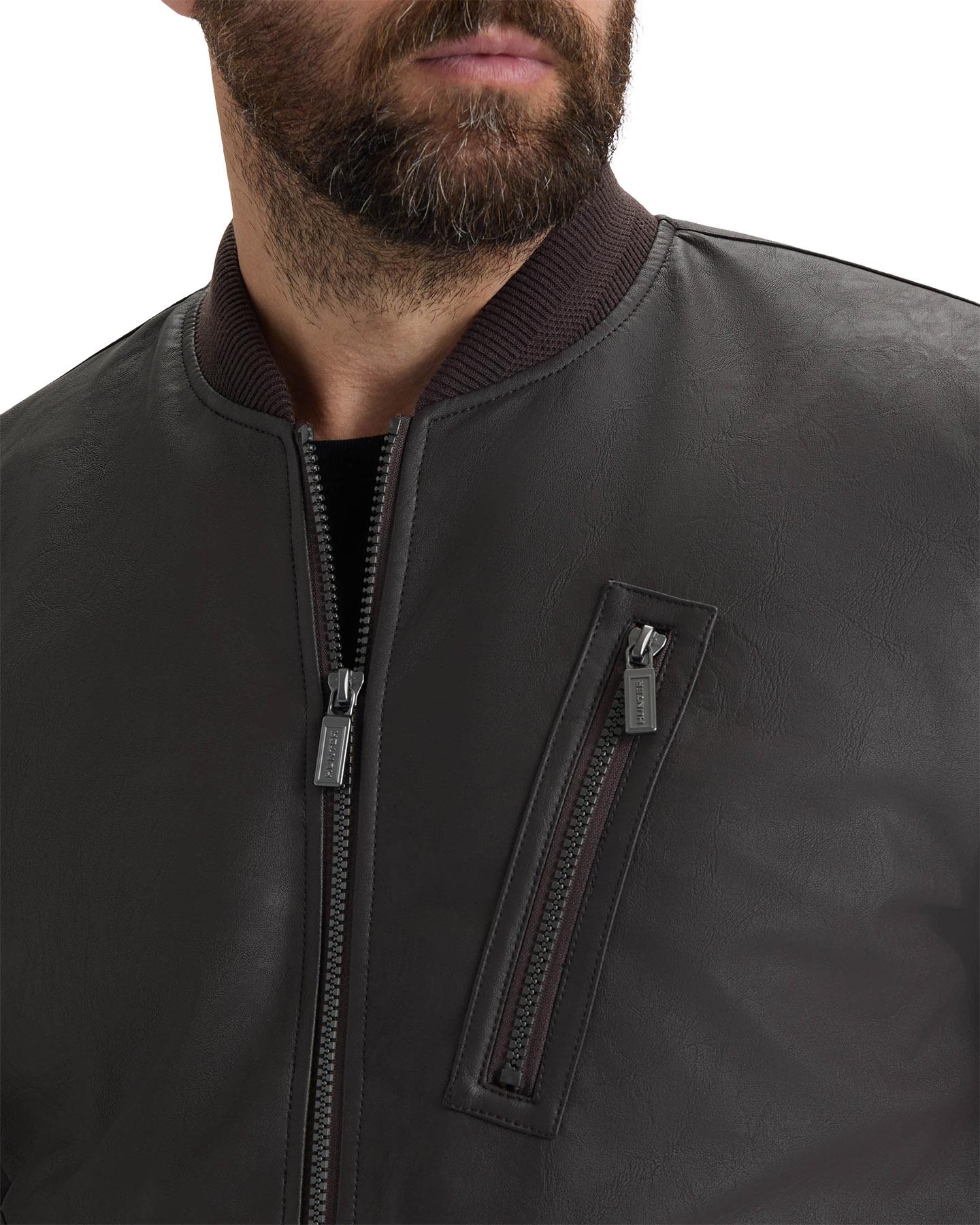 Product gallery image number 3 for product Dawson Textured Vegan Leather Jacket with Flannel Plaid Lining - Men's