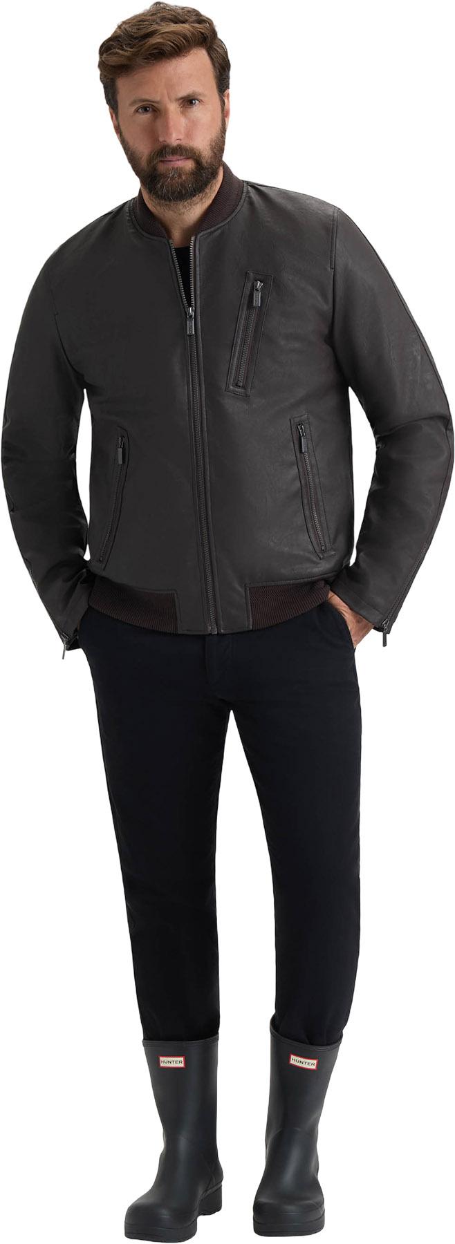 Product gallery image number 7 for product Dawson Textured Vegan Leather Jacket with Flannel Plaid Lining - Men's