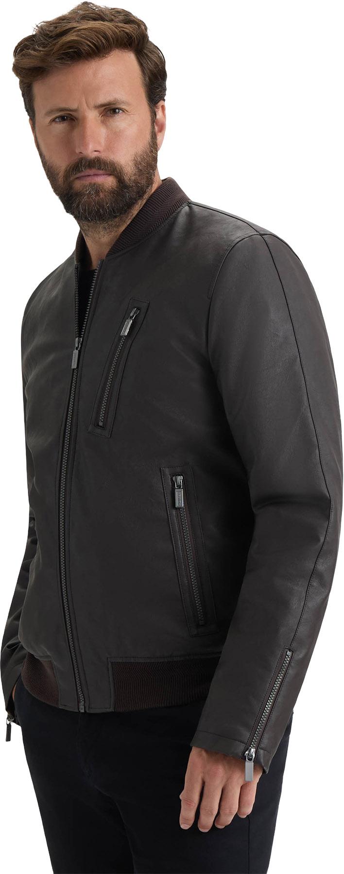 Product gallery image number 8 for product Dawson Textured Vegan Leather Jacket with Flannel Plaid Lining - Men's