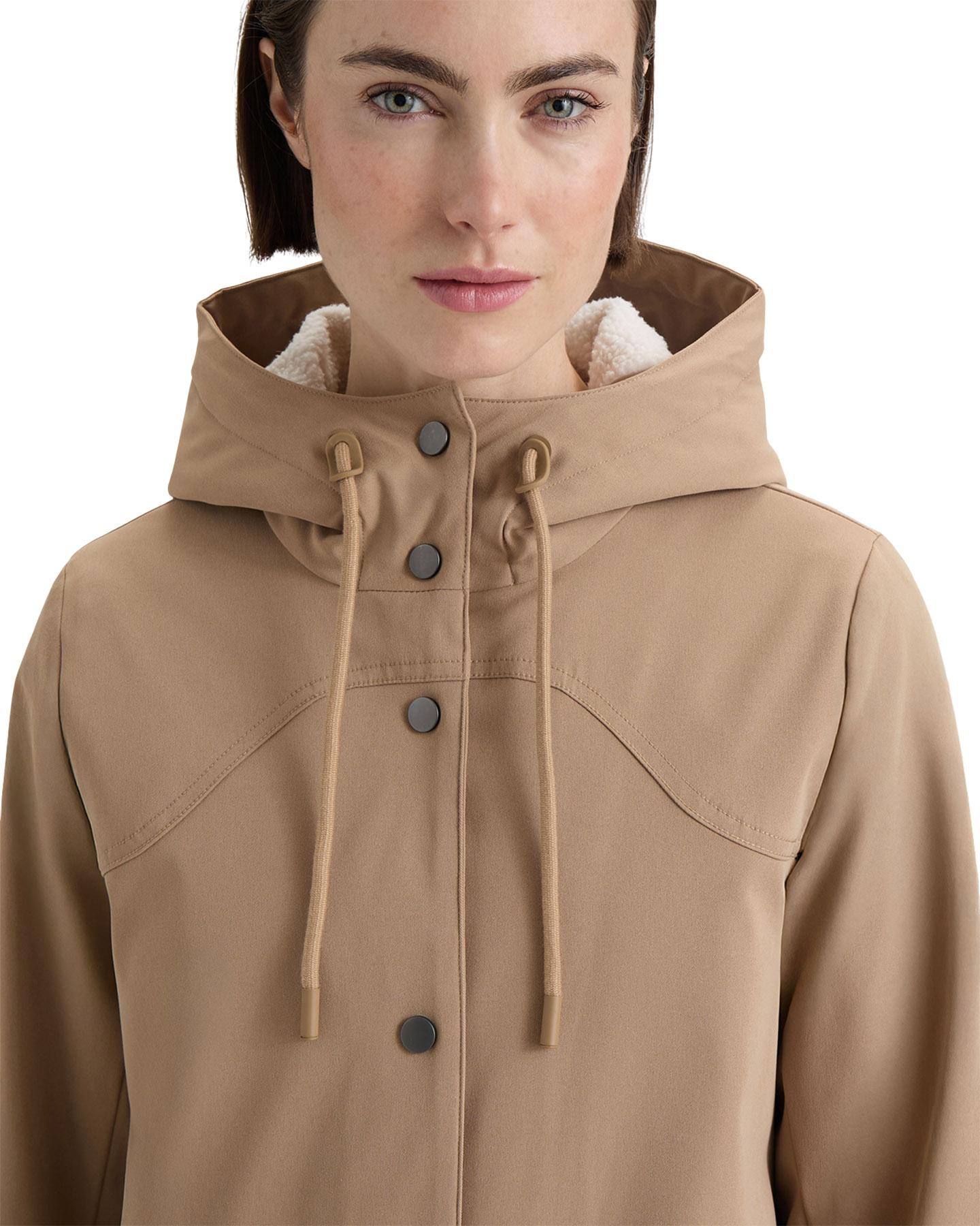 Product gallery image number 4 for product Veste imperméable mi-longue à capuche en toile Billie - Femme