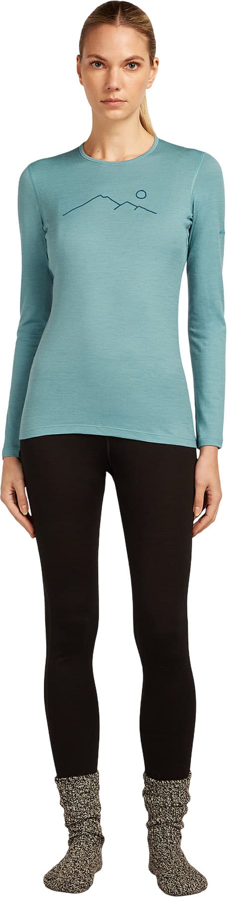 Product gallery image number 4 for product Haut thermique à col rond et manches longues en mérinos 200 Oasis Rainer Ridge - Femme