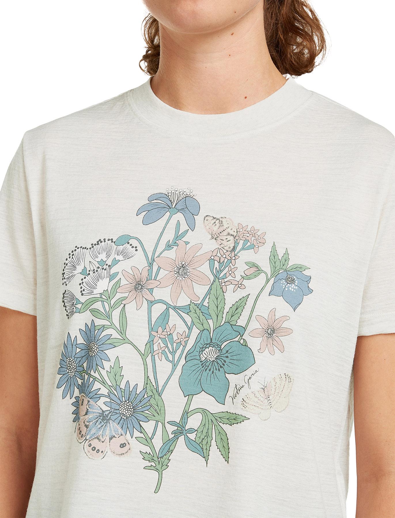 Product gallery image number 3 for product Merino 150 Tech Lite NZ Flora Short Sleeve Crop T-Shirt - Women's