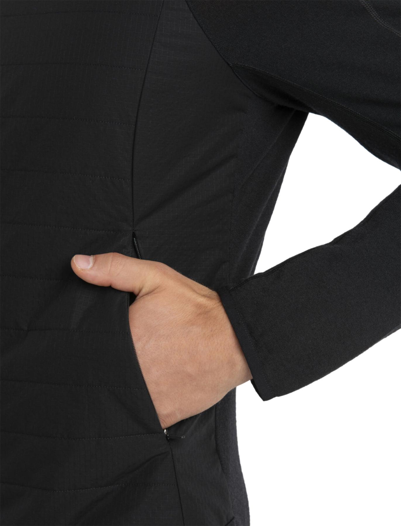 Numéro de l'image de la galerie de produits 3 pour le produit Chandail à capuchon avec glissière hybride en mélange de merinos Quantum - Homme