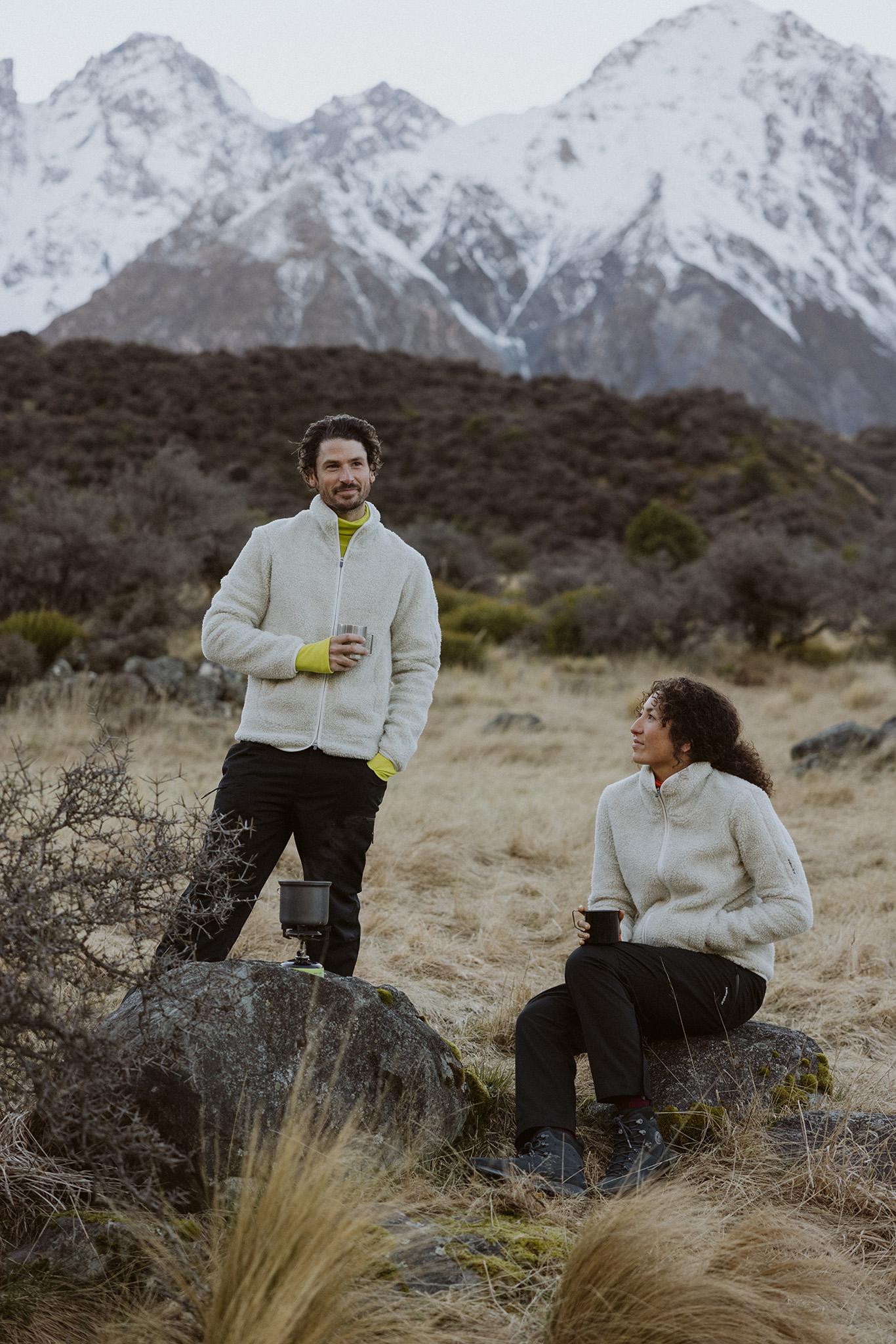 Product gallery image number 8 for product Manteau à manches longues et glissière en laine mérinos à poils longs RealFleece - Homme