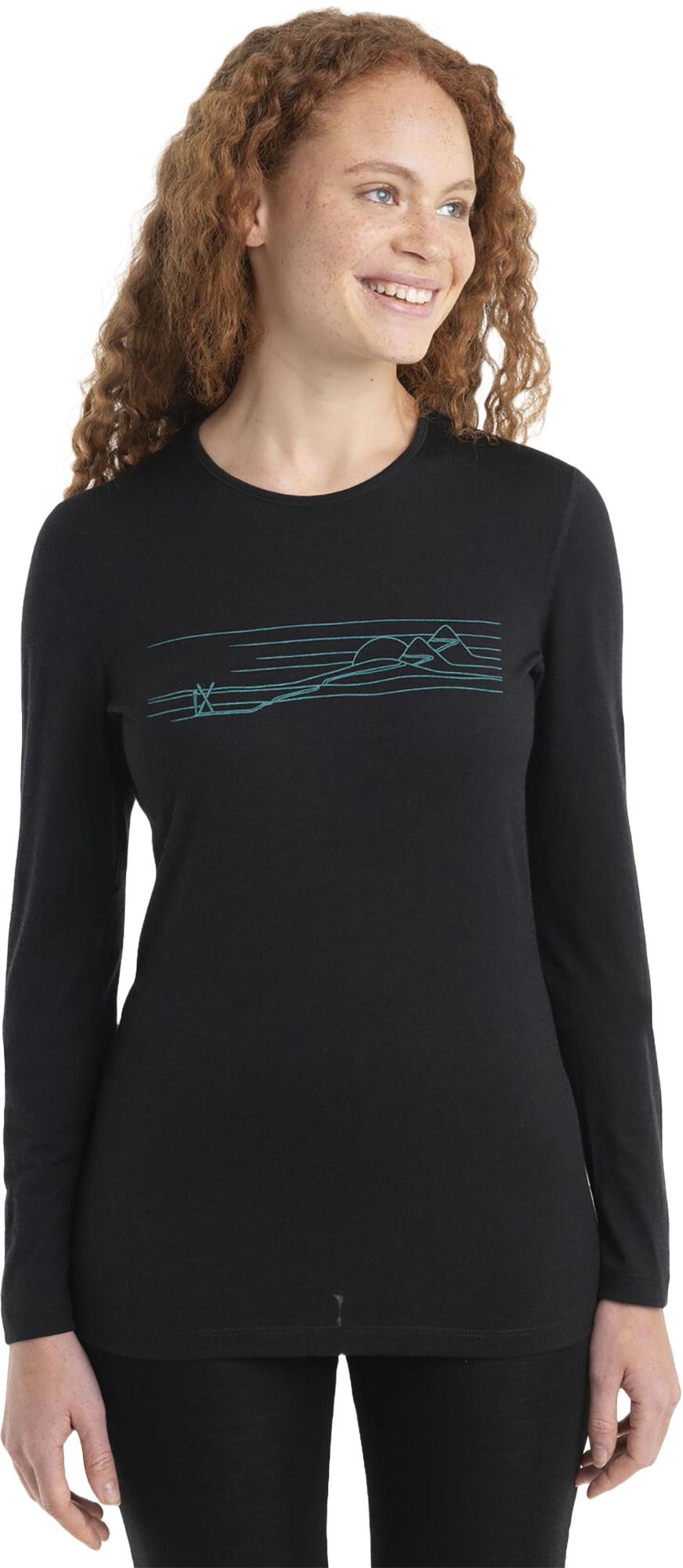 Image de produit pour Haut thermique à manches longues et col rond en laine mérinos 200 Oasis Ski Stripes - Femme