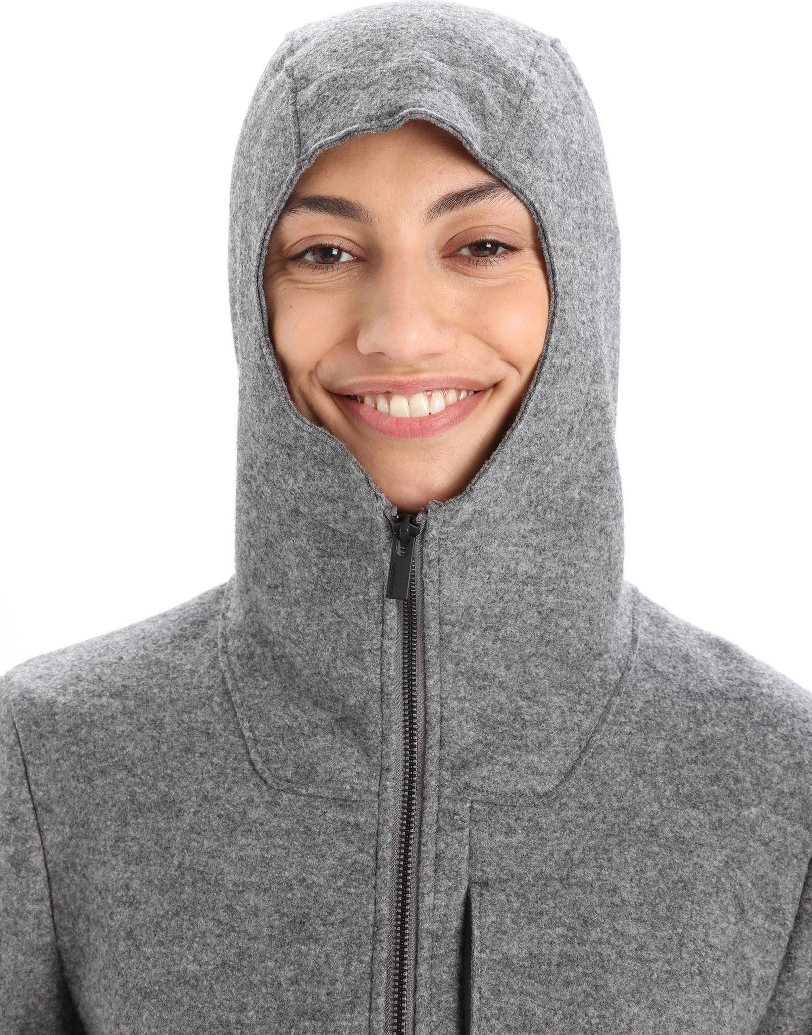 Product gallery image number 4 for product Manteau à capuchon en laine mérinos feutré - Femme