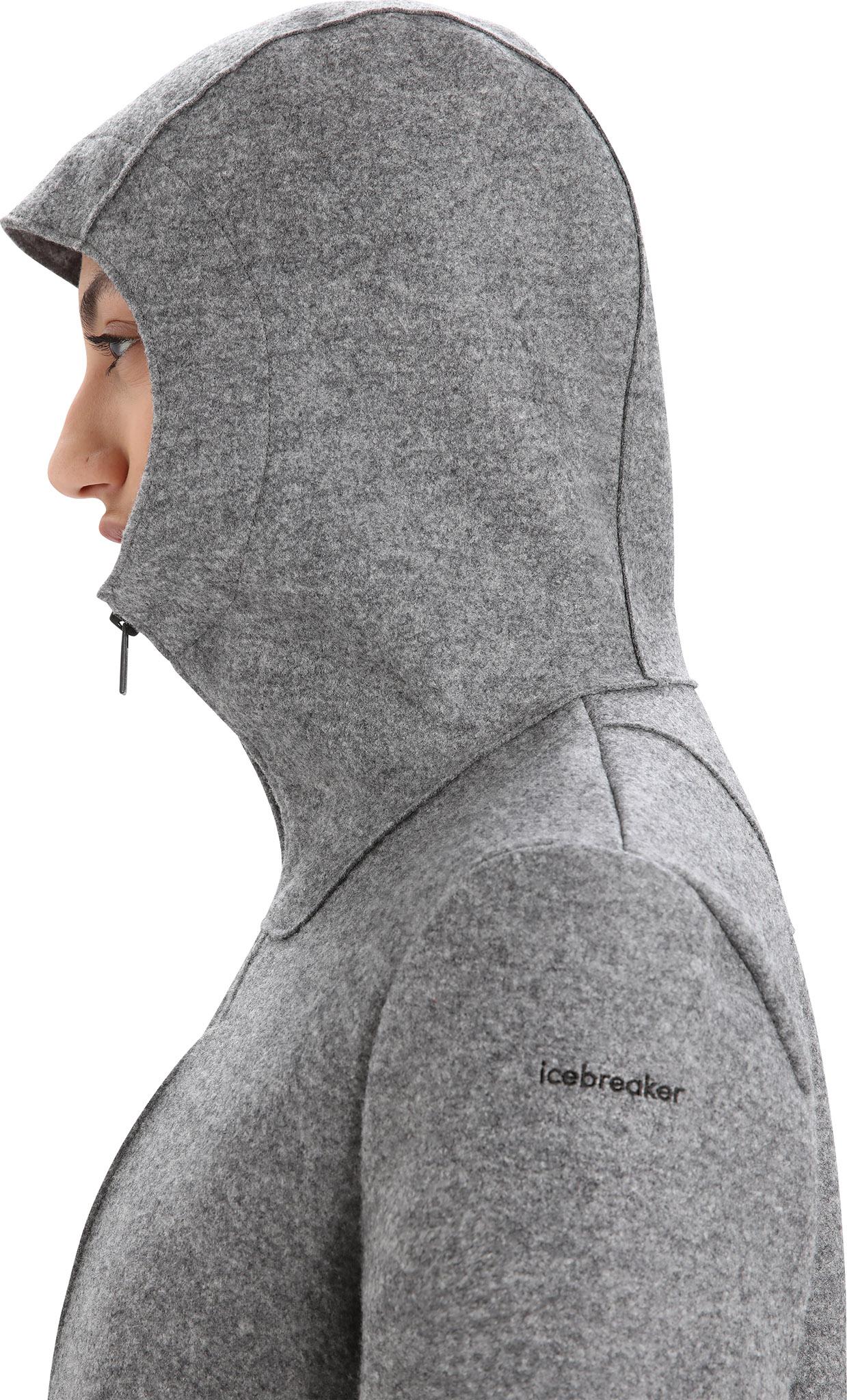 Product gallery image number 5 for product Manteau à capuchon en laine mérinos feutré - Femme