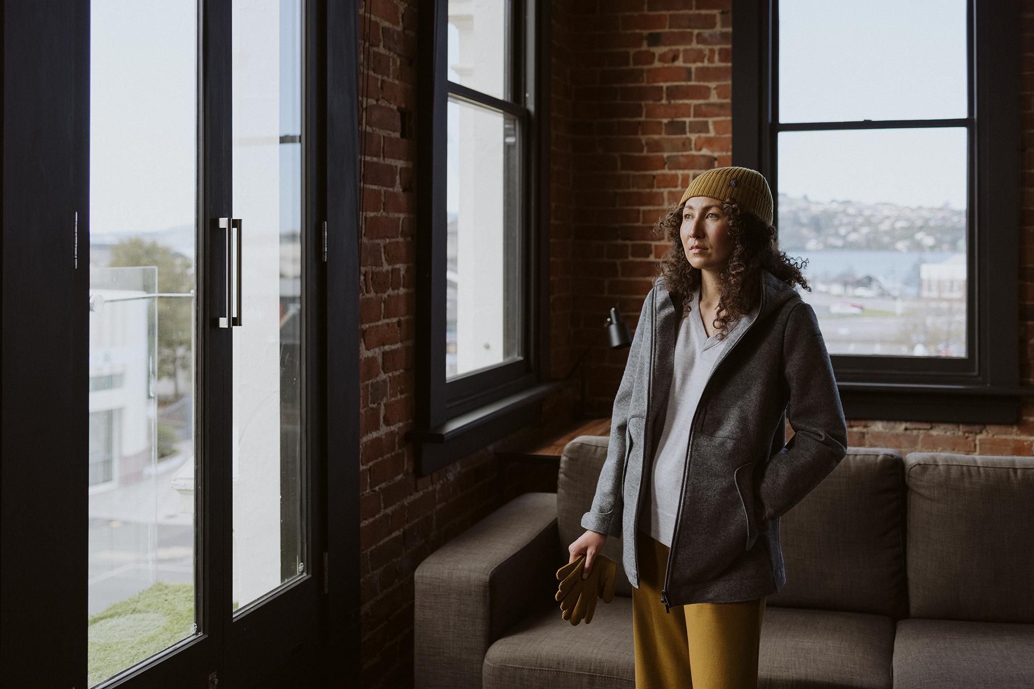 Product gallery image number 12 for product Manteau à capuchon en laine mérinos feutré - Femme