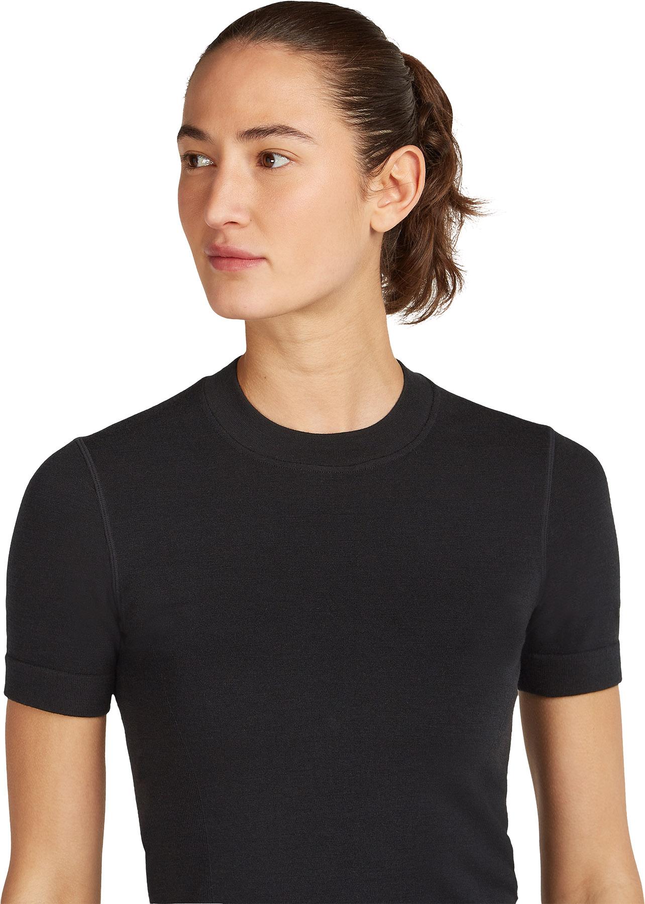 Product gallery image number 3 for product 260 Merino Blend Seamless Rib Short Sleeve Mock Neck Thermal Top - Women's