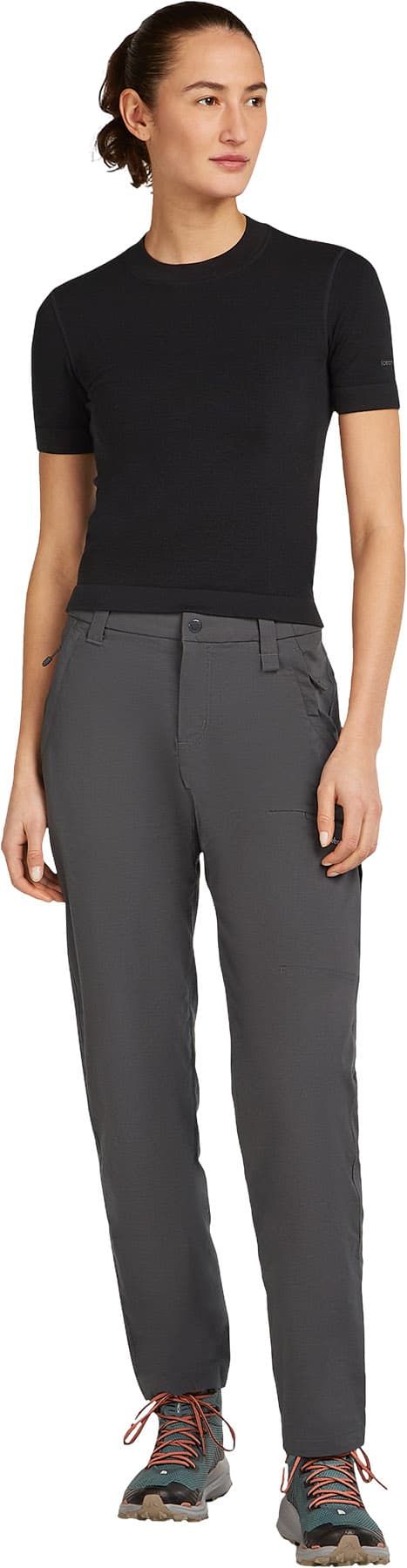 Product gallery image number 6 for product 260 Merino Blend Seamless Rib Short Sleeve Mock Neck Thermal Top - Women's