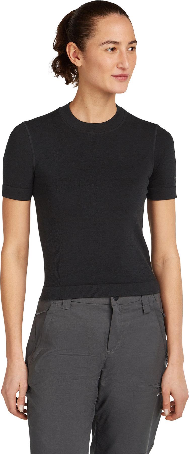 Product gallery image number 7 for product 260 Merino Blend Seamless Rib Short Sleeve Mock Neck Thermal Top - Women's