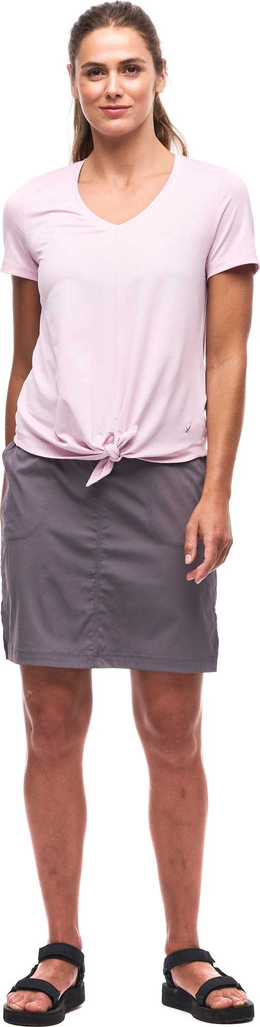 Image de produit pour T-shirt à col en V et ourlet à nouer Diporto - Femme