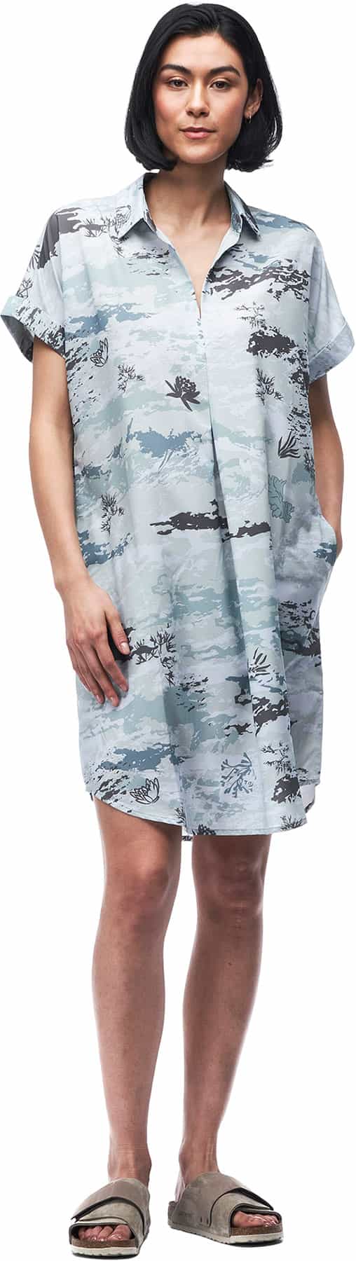 Image de produit pour Robe chemise à manches courtes longueur genou Frivol - Femme