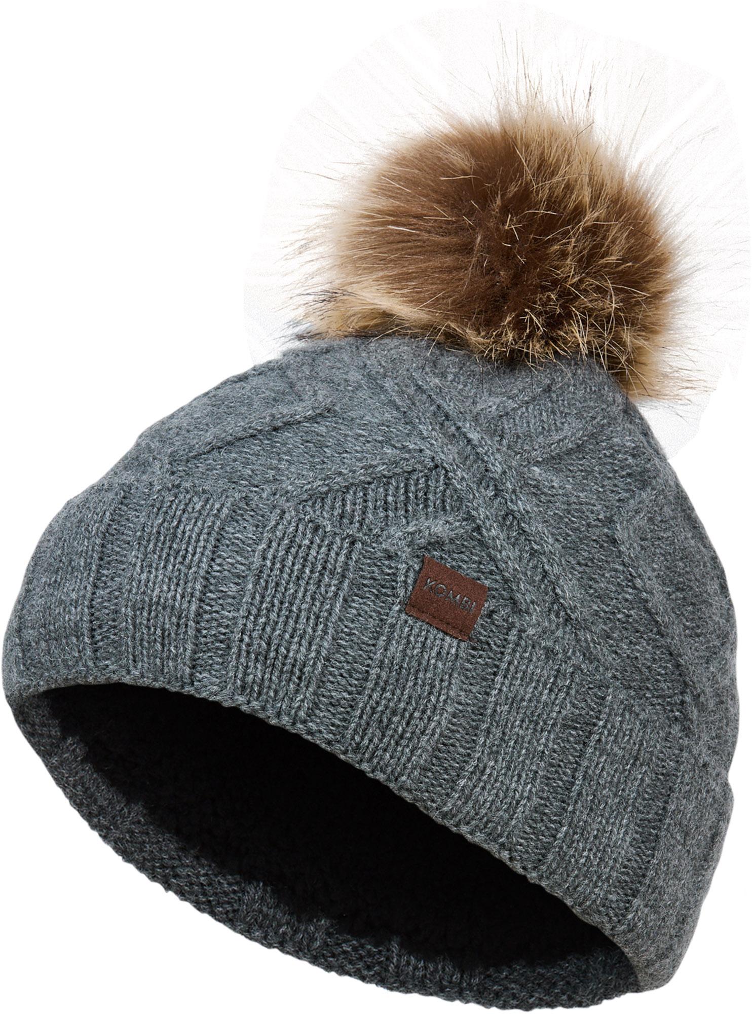 Product image for Cable Knit Faux Fur Pompom Beanie - Junior