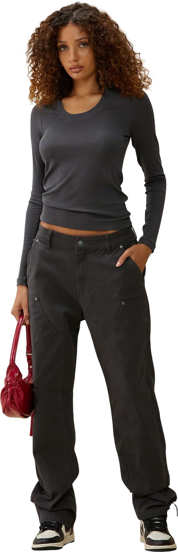 Product gallery image number 3 for product T-shirt à manches longues en laine plissée avec encolure dégagée - Femme