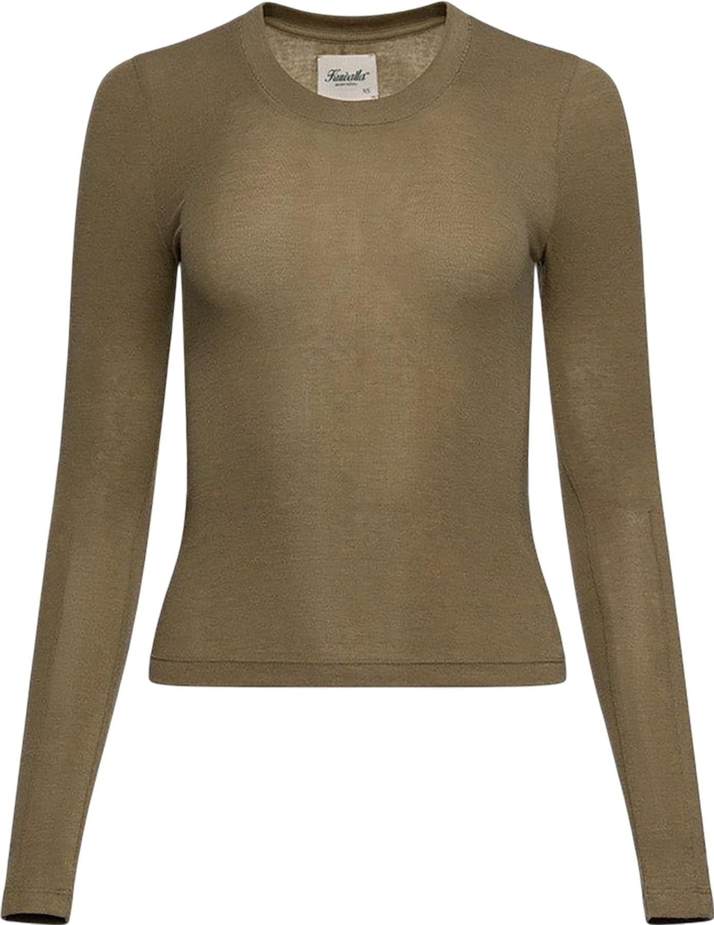 Product image for Wool Pintuck Scoop Neck Long Sleeve T-Shirt - Women's
