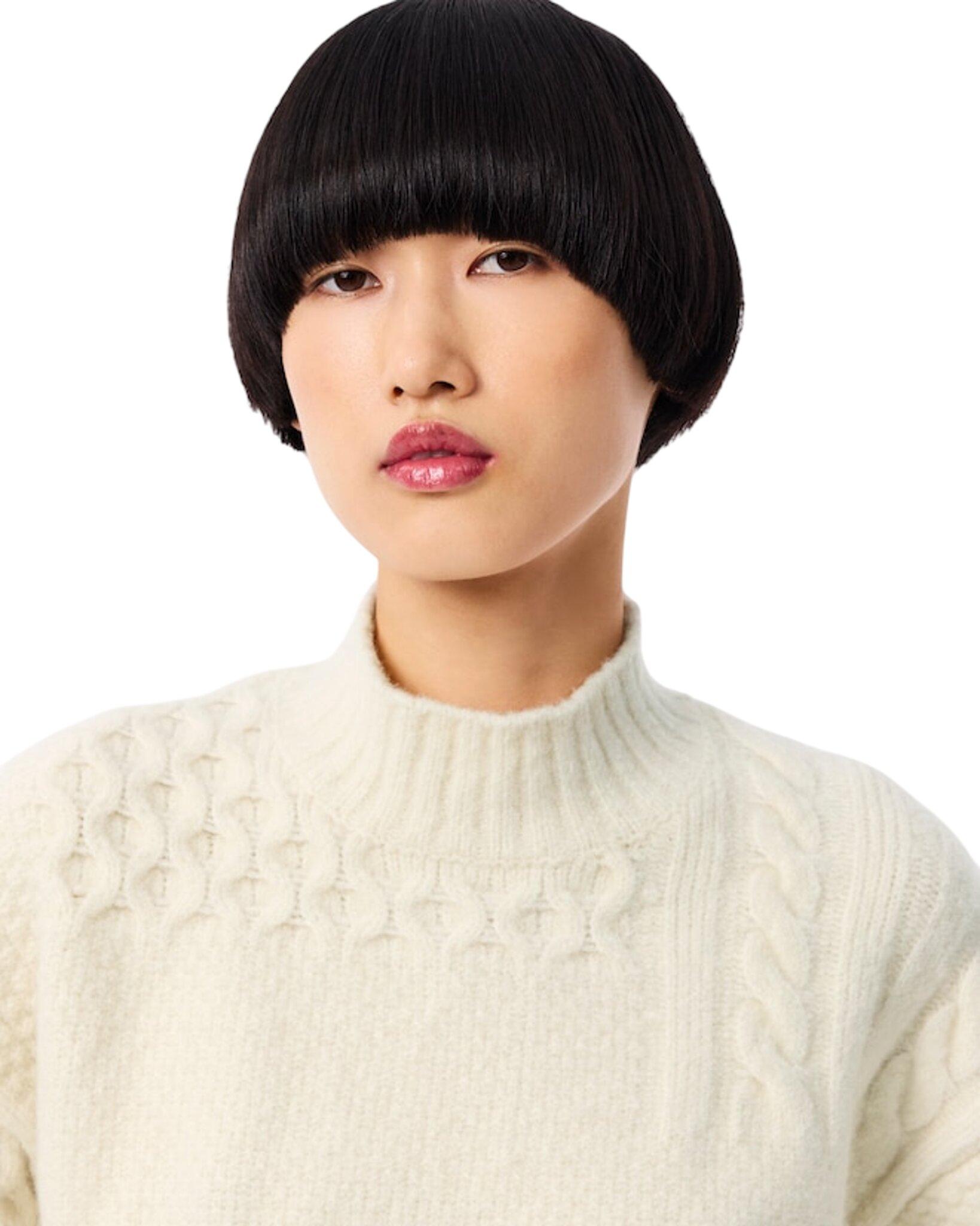 Product gallery image number 7 for product Patchwork Effect High-Neck Wool Sweater - Women's