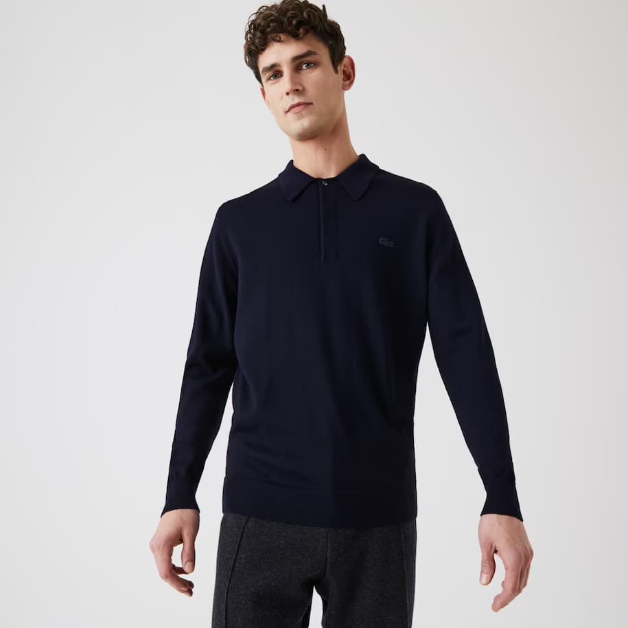 Product gallery image number 4 for product Polo Collar Merino Wool Sweater - Men's