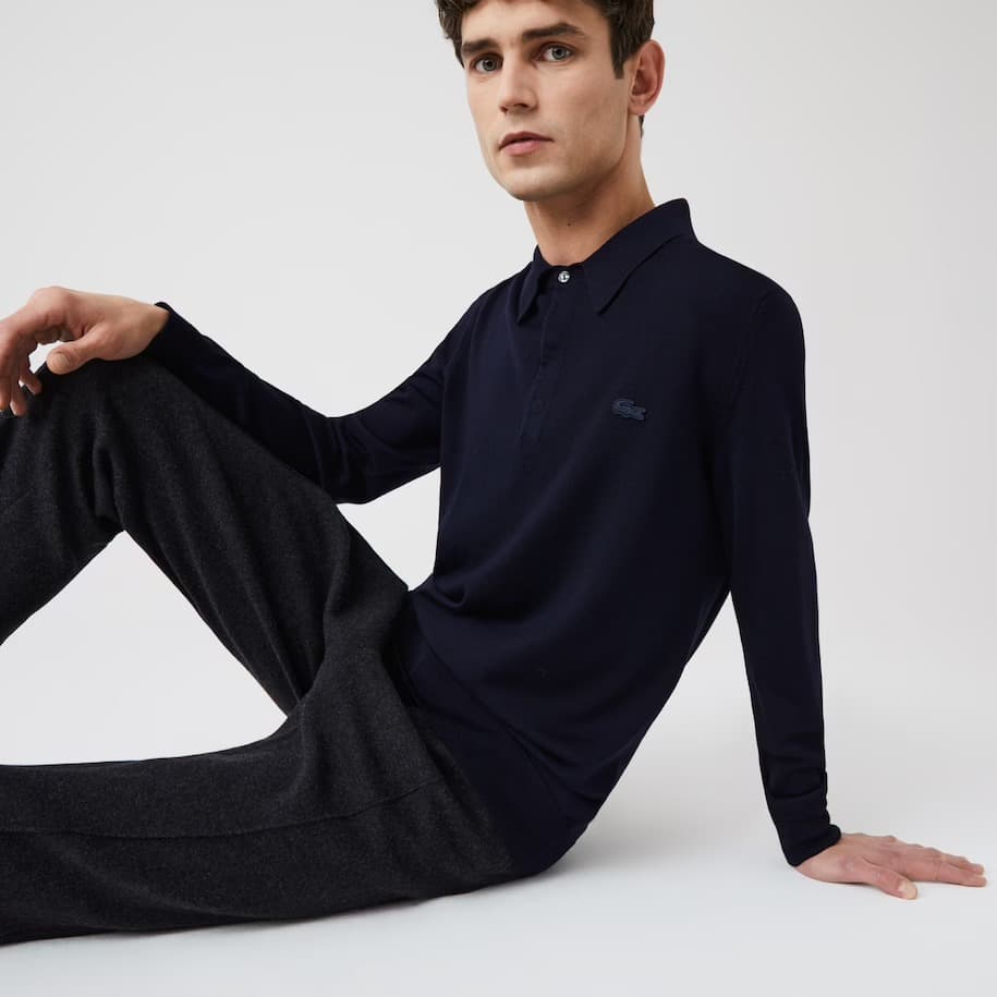 Product gallery image number 5 for product Polo Collar Merino Wool Sweater - Men's