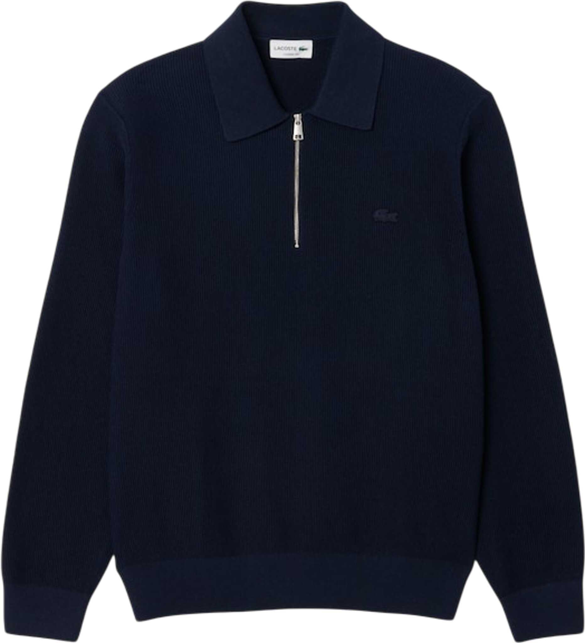 Product image for Cotton and Wool Blend Half-Zip Polo Collar Sweater - Men's