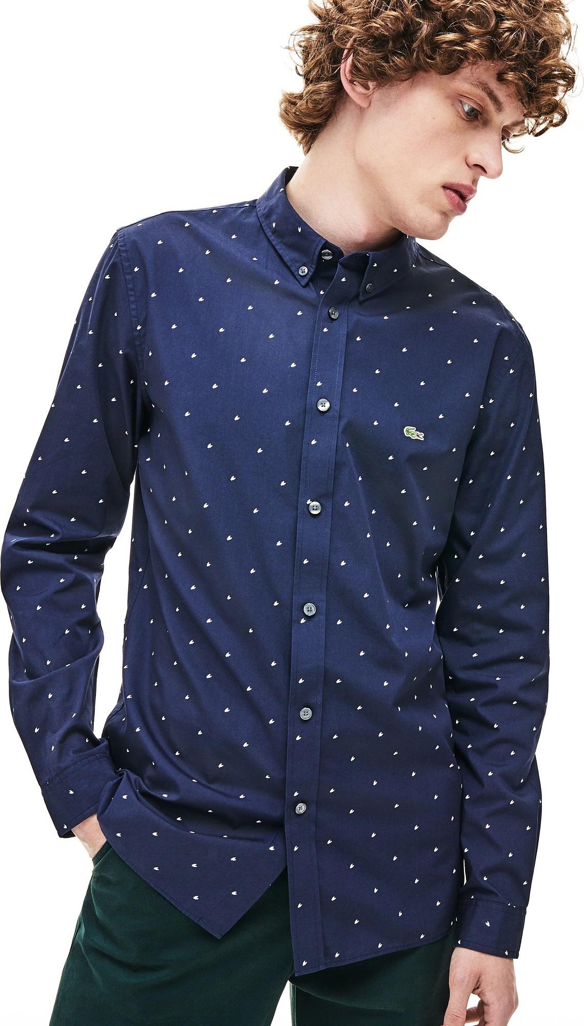 Numéro de l'image de la galerie de produits 3 pour le produit Chemise slim fit en popeline de coton imprimée - Homme