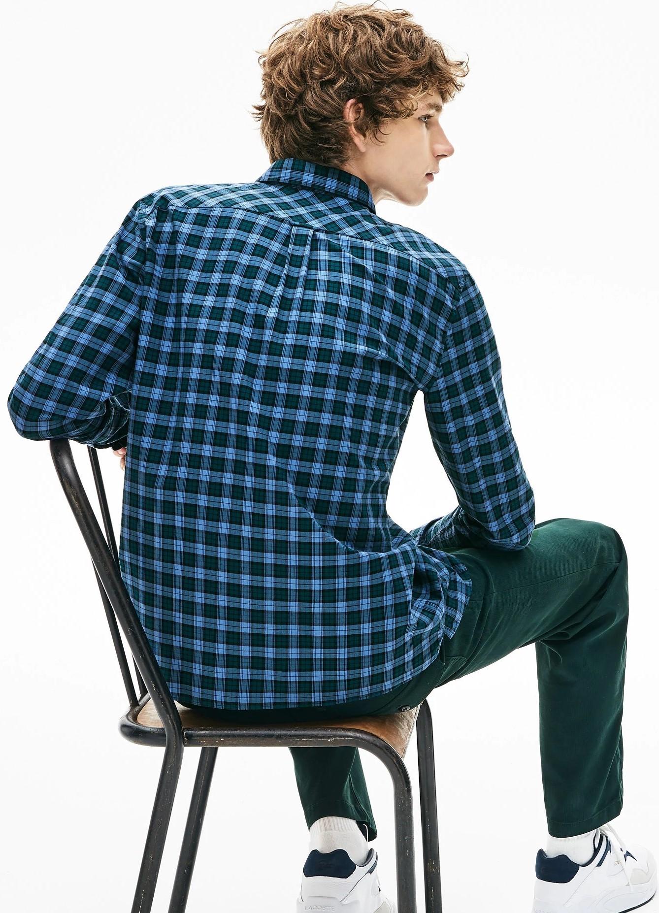 Product gallery image number 2 for product Chemise regular fit en coton à carreaux - Homme