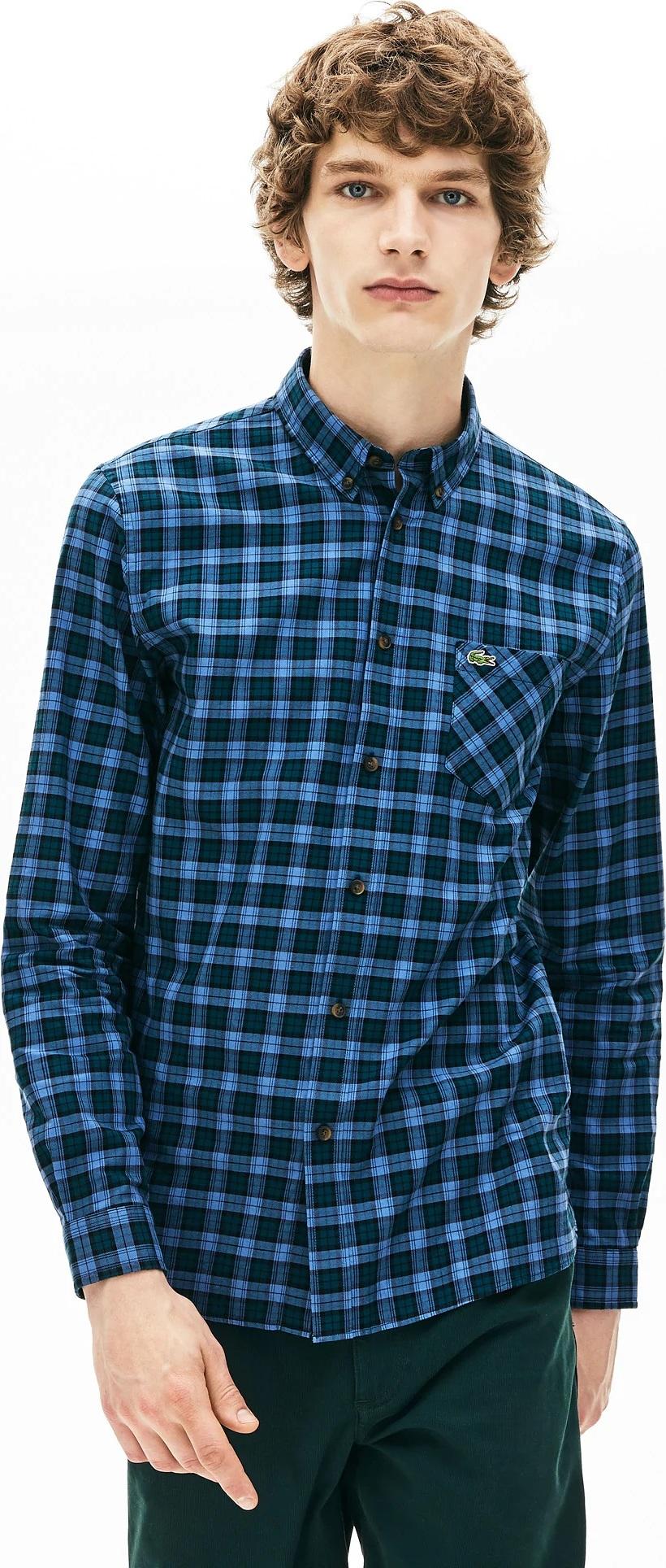 Product gallery image number 4 for product Chemise regular fit en coton à carreaux - Homme