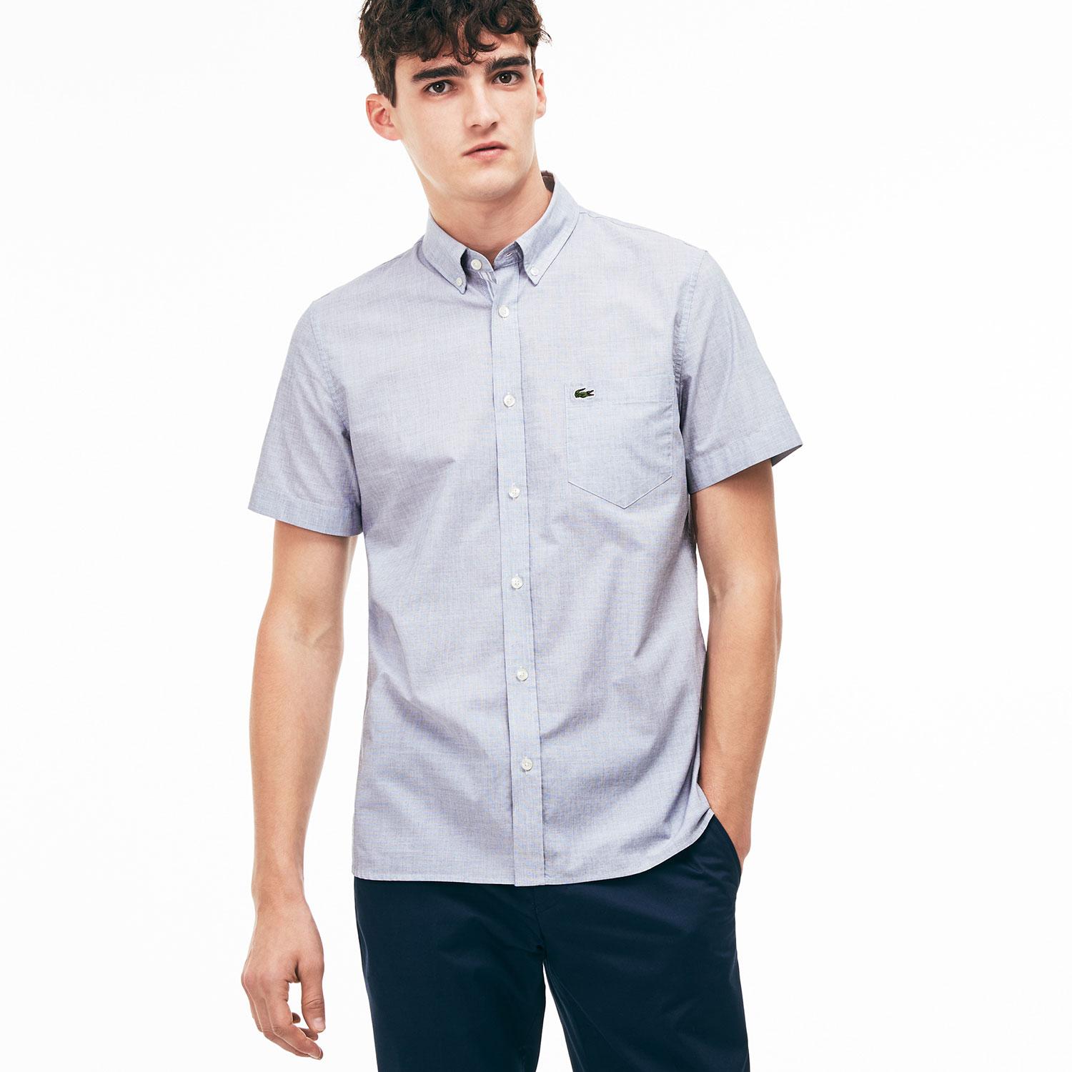 Product gallery image number 2 for product Slim Fit Salt-And-Pepper Cotton Shirt - Men's
