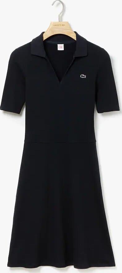 Product gallery image number 4 for product Lacoste LIVE V-Neck Ribbed Cotton Blend Polo Dress - Women's