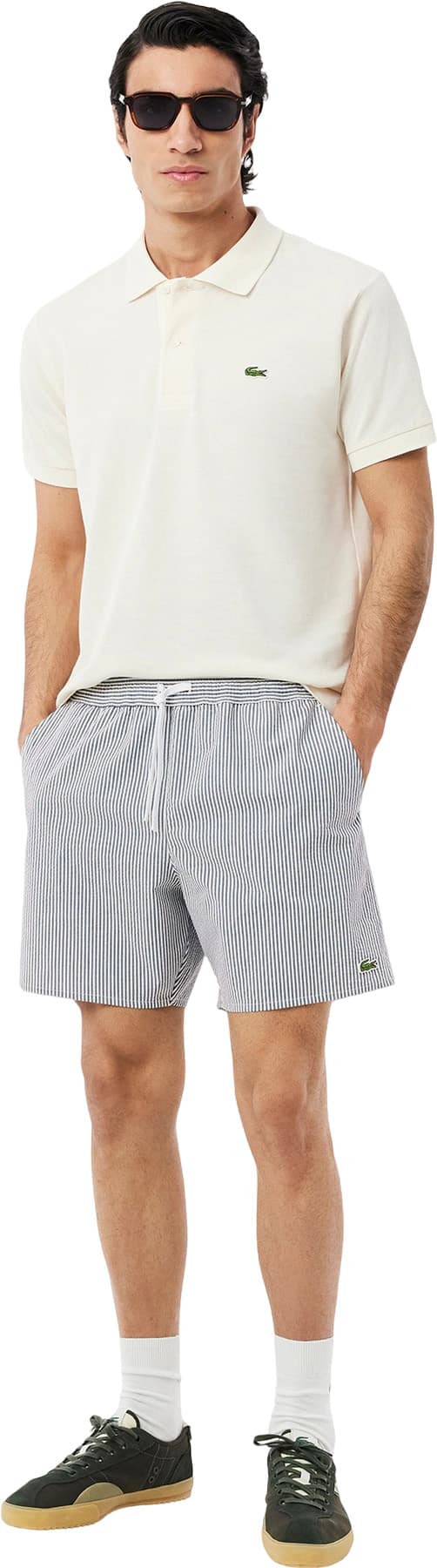 Image de produit pour Maillot de bain texturé à rayures mi-long - Homme