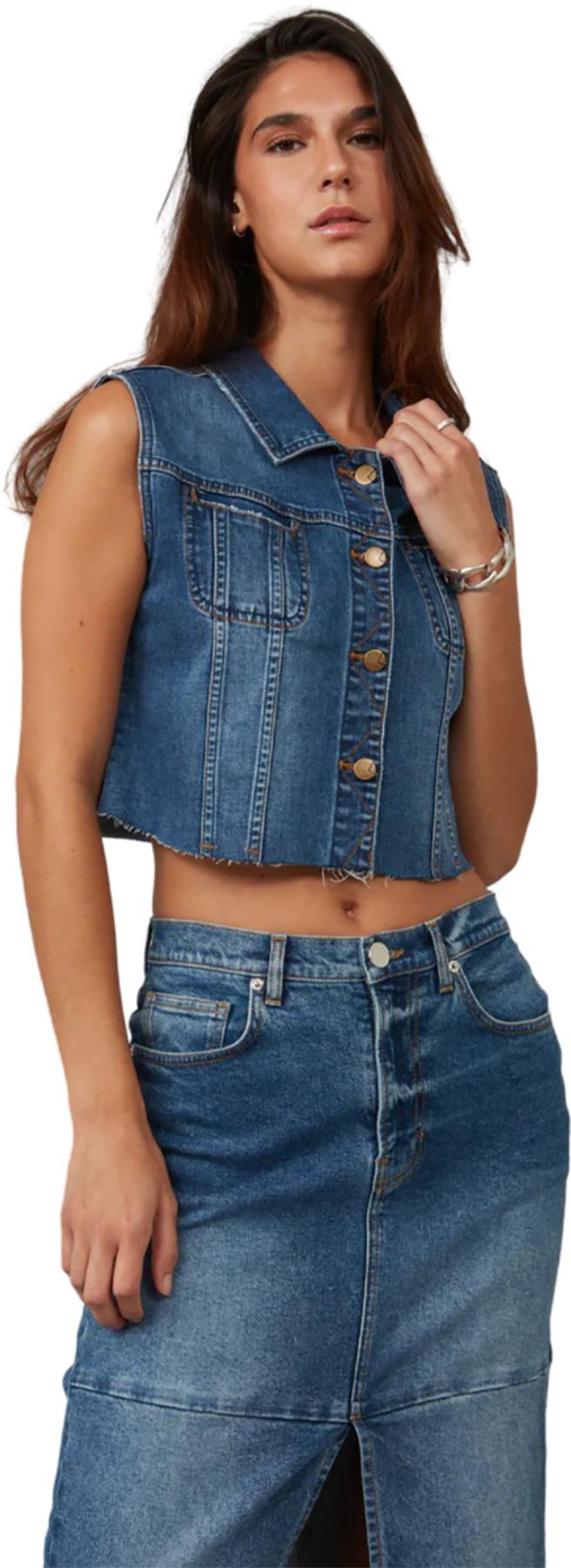 Product gallery image number 4 for product Gabbie Cropped Denim Vest - Women's