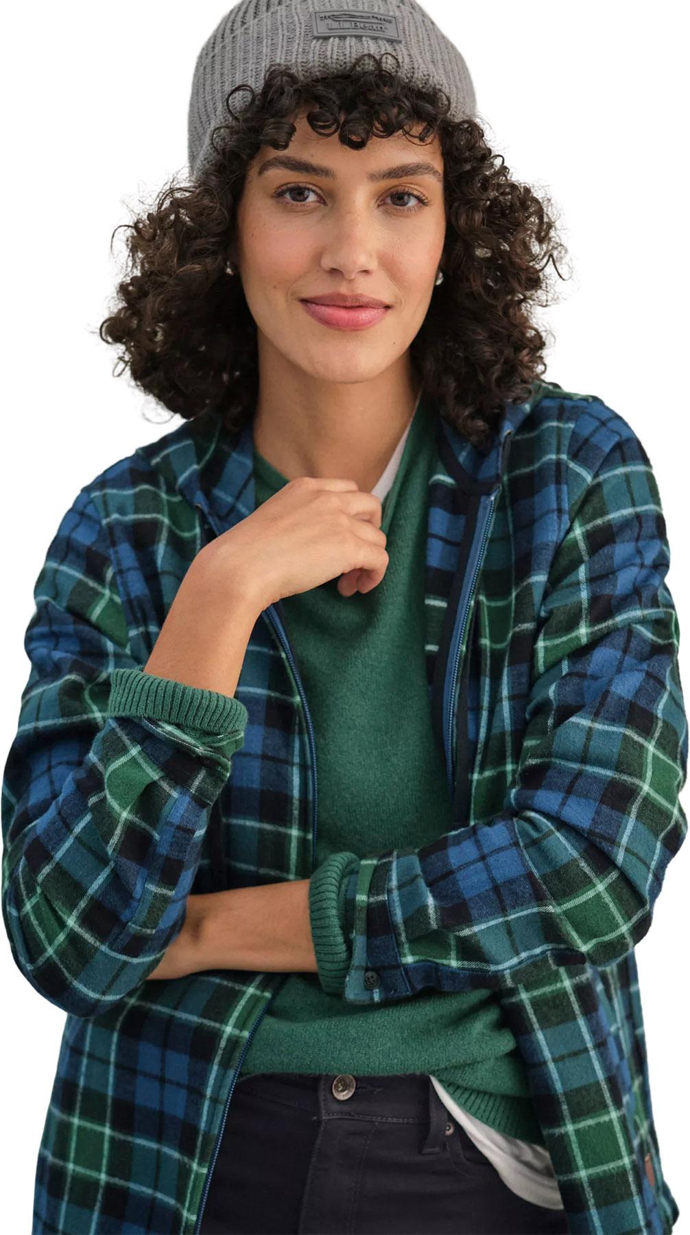 Numéro de l'image de la galerie de produits 3 pour le produit Chandail à capuchon zippé en flanelle à carreaux coupe décontractée Scotch - Femme