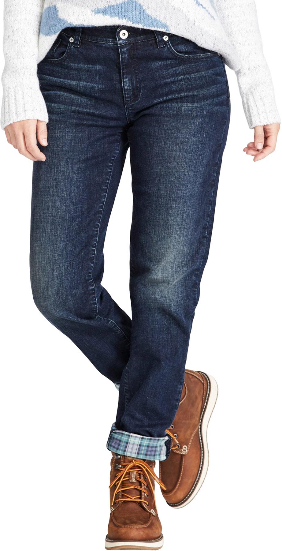 Product image for Signature Lined Low-Rise Straight-Leg Flannel-Lined Boyfriend Jeans - Women's