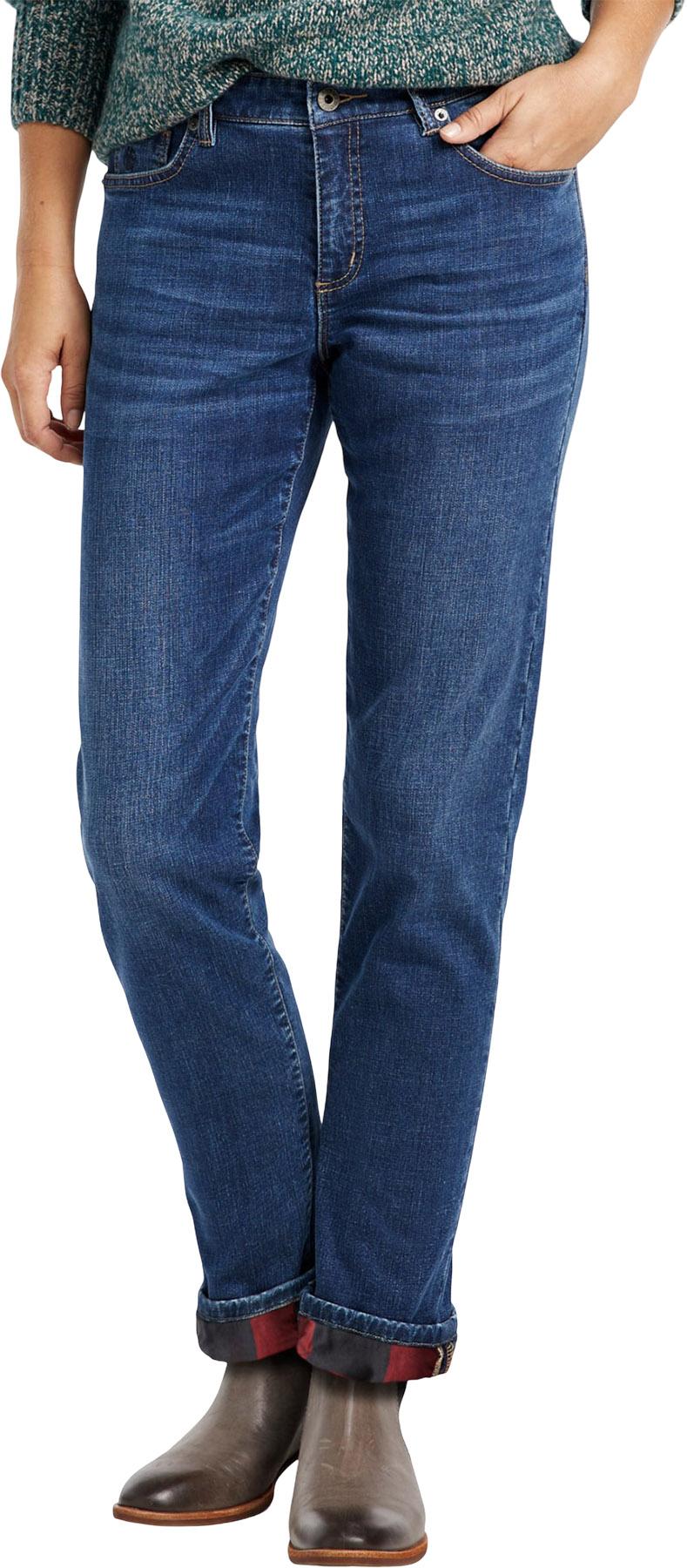 Product image for Signature Lined Low-Rise Straight-Leg Flannel-Lined Boyfriend Jeans - Women's